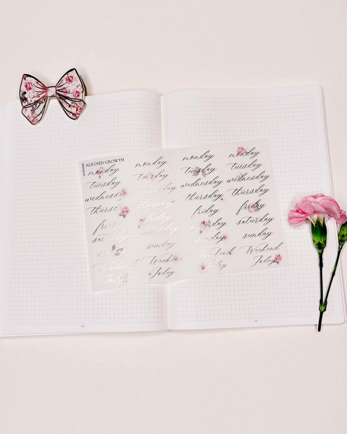 Stickervel | days | aligned growth | gold roses