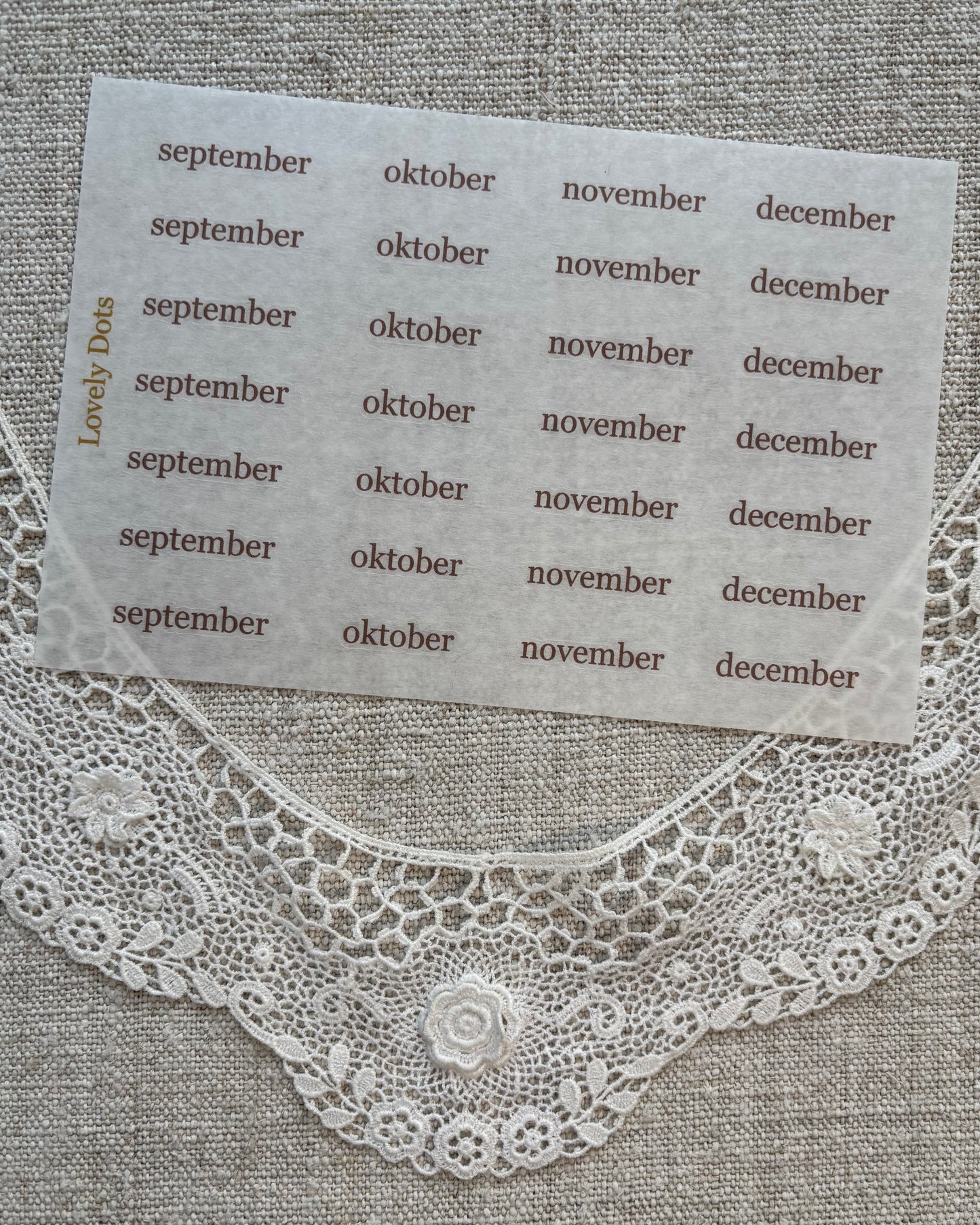 Stickervel | bruin | elegant | dagen/maanden/cijfers