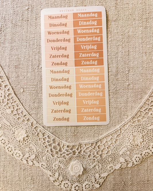 Stickervel | dagen van de week 3 | oranje/beige