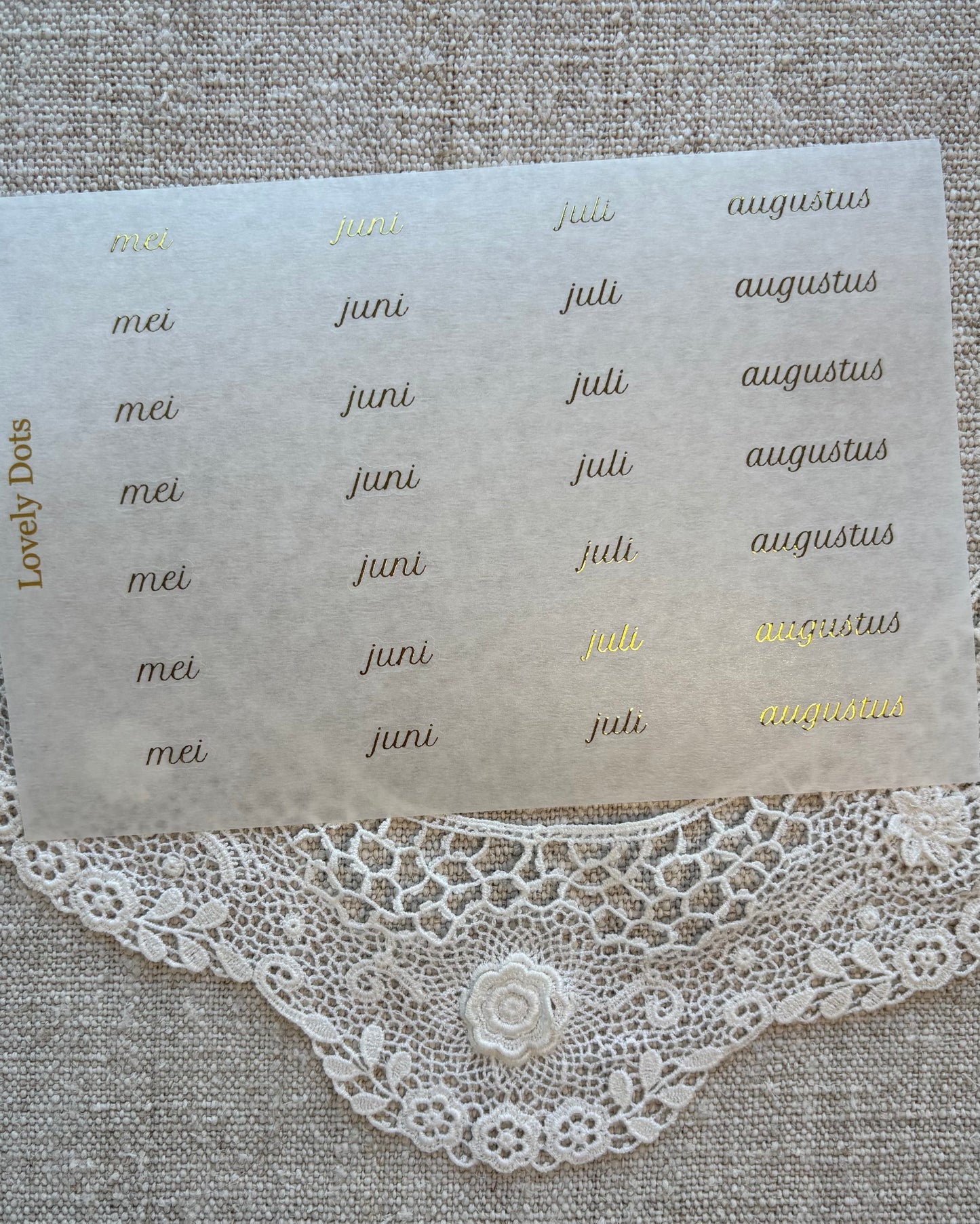Stickervel | goud | subtiel | dagen/maanden/cijfers