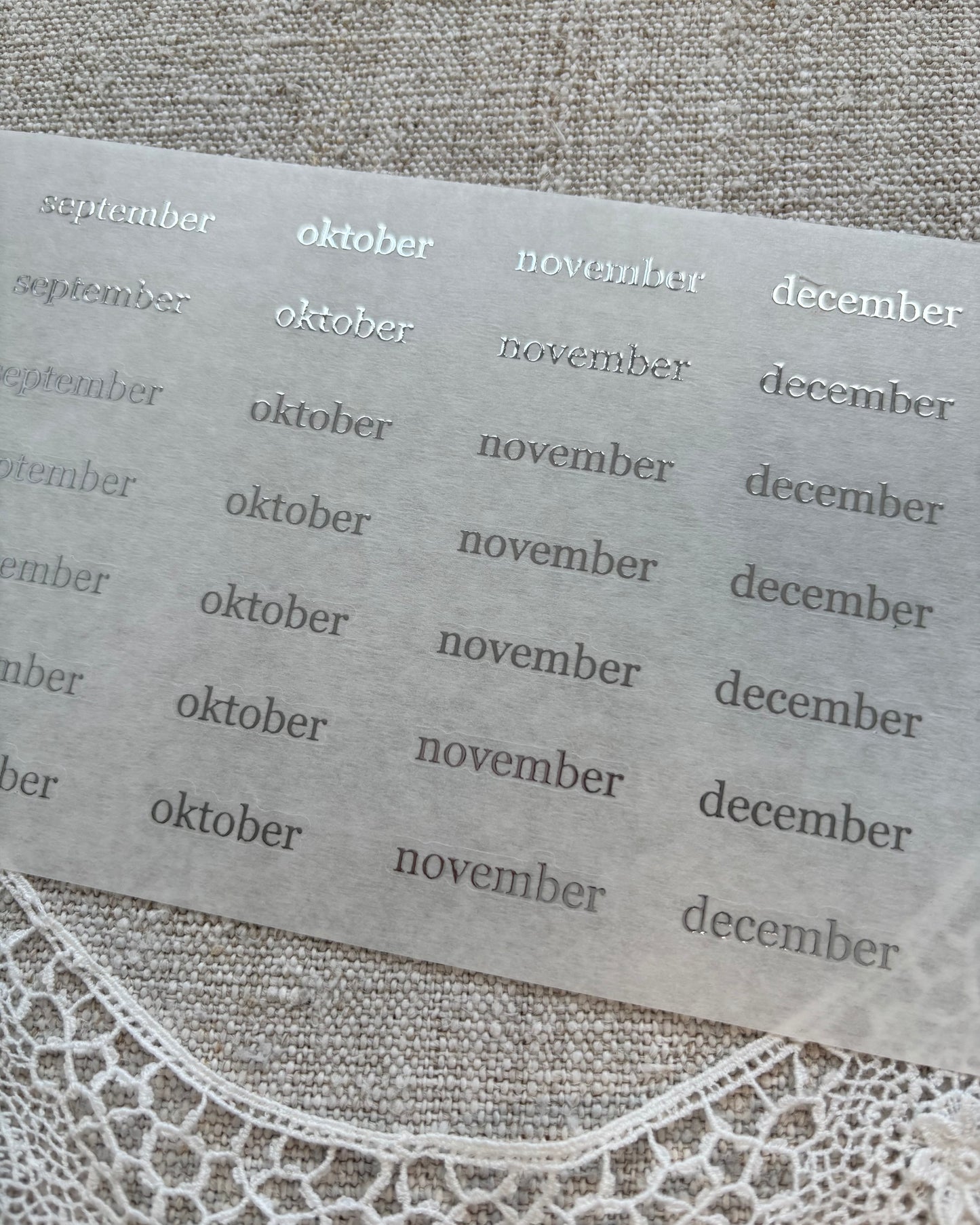 Stickervel | zilver | elegant | dagen/maanden/cijfers