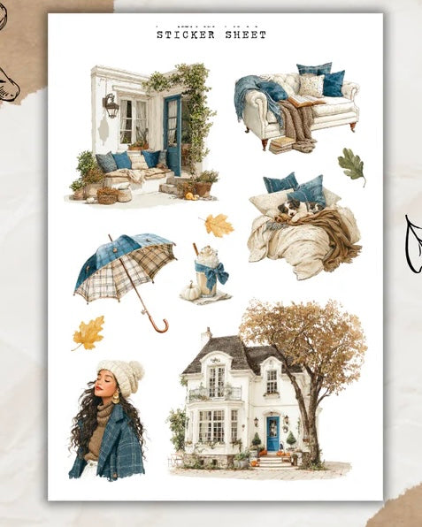 Stickervel | cozy warm blue 3