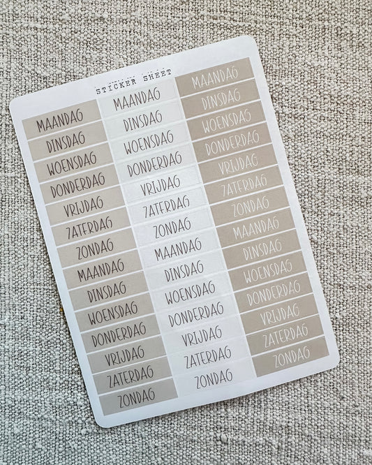 Stickervel | taupe | dagen van de week