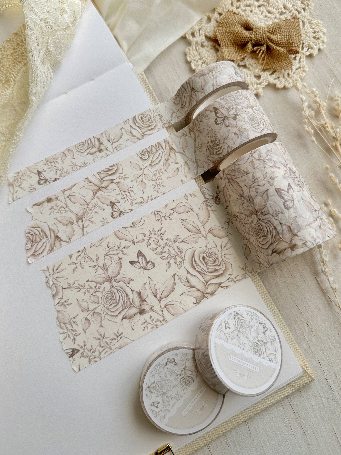 Washitape | rozen en vlinders 60mm