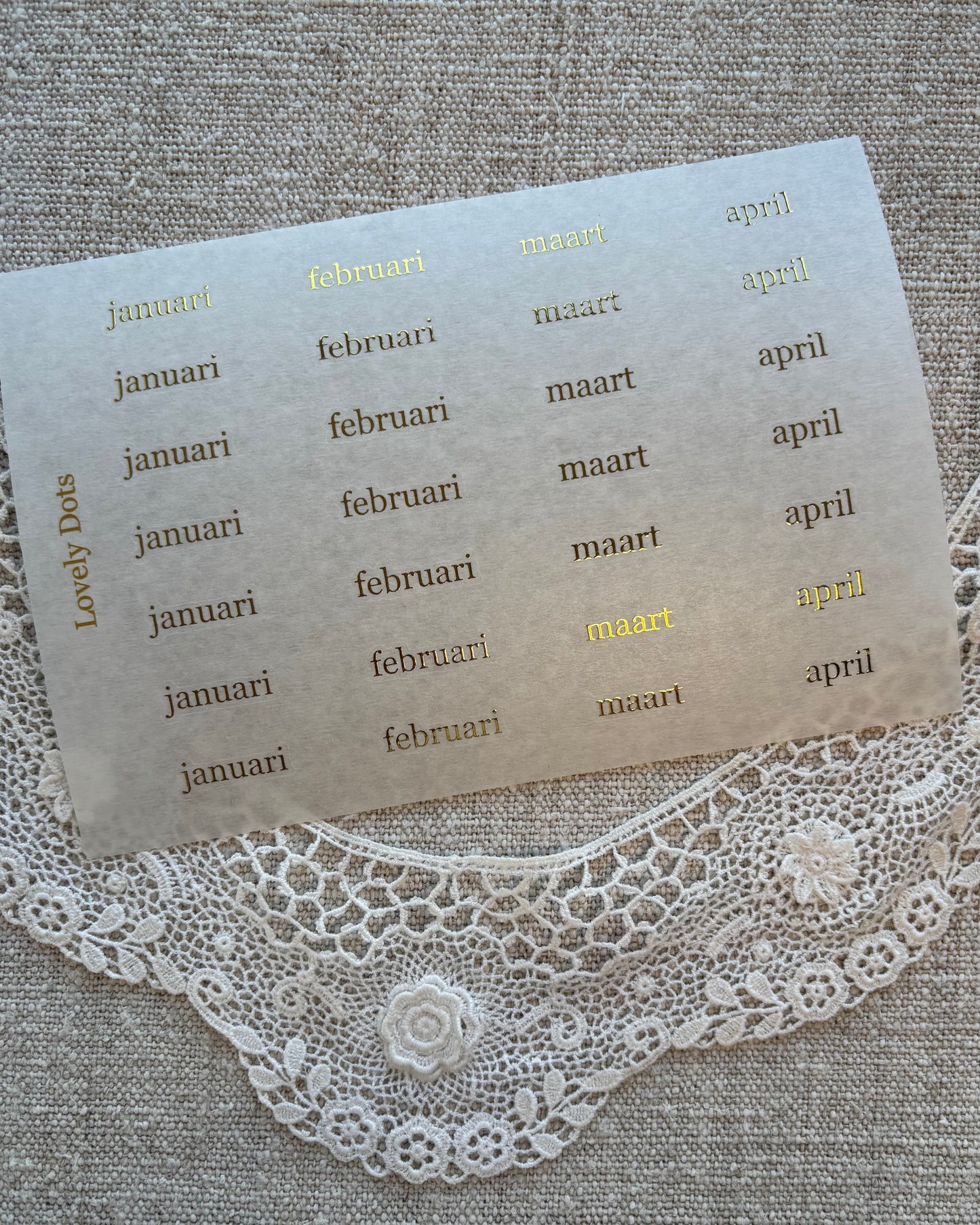 Stickervel | goud | elegant | dagen/maanden/cijfers