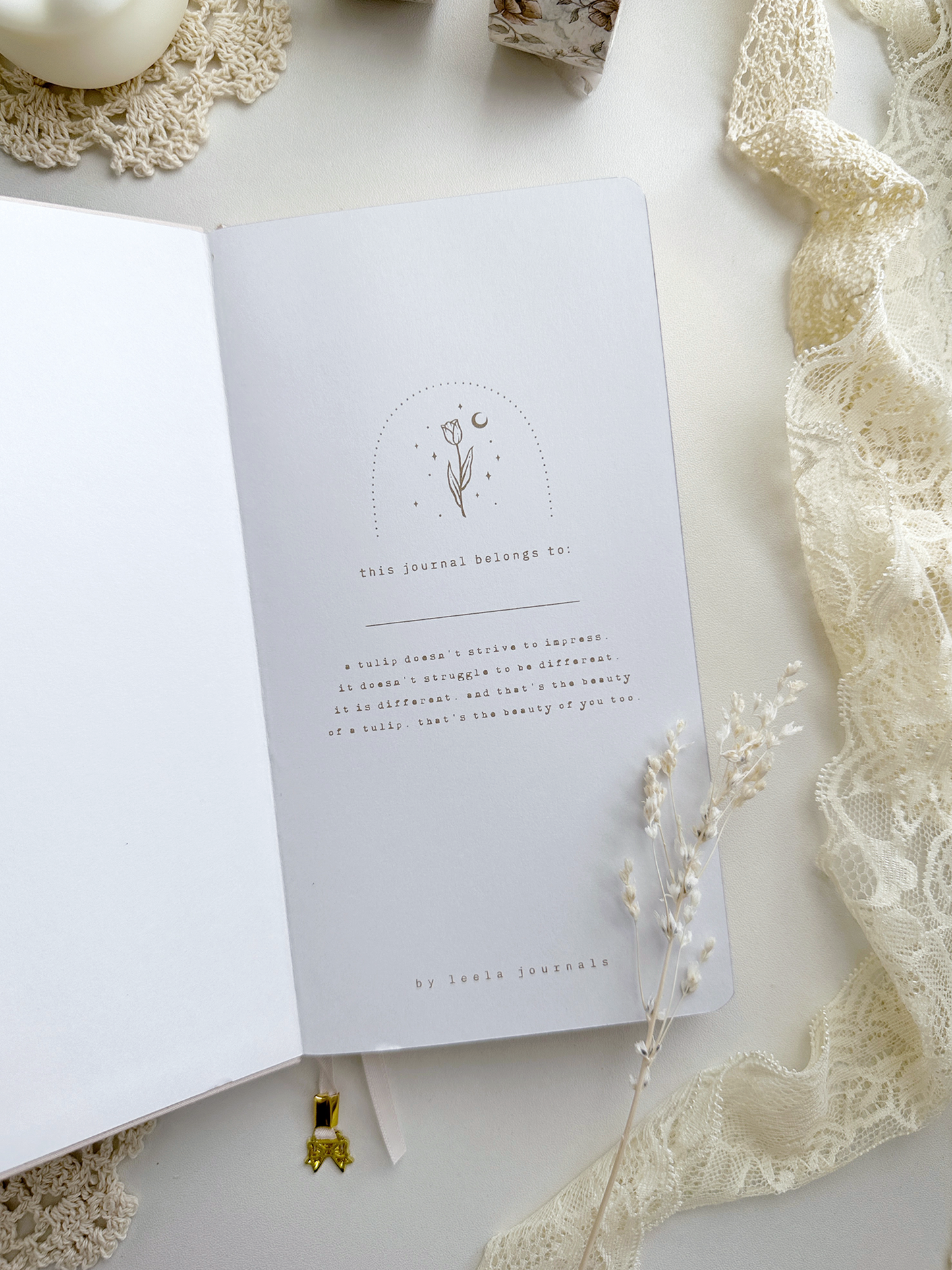 Journal lichtroze met tulp | TN | dot