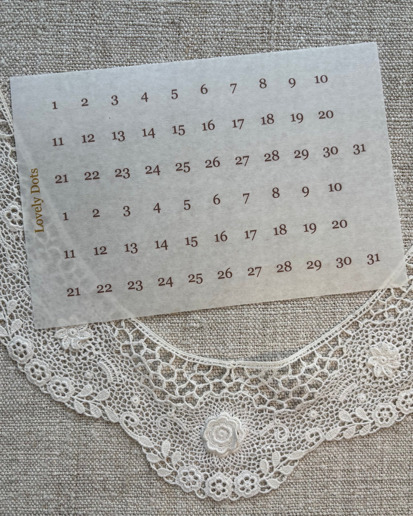 Stickervel | bruin | elegant | dagen/maanden/cijfers