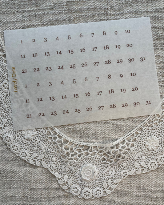 Stickervel | bruin | elegant | dagen/maanden/cijfers