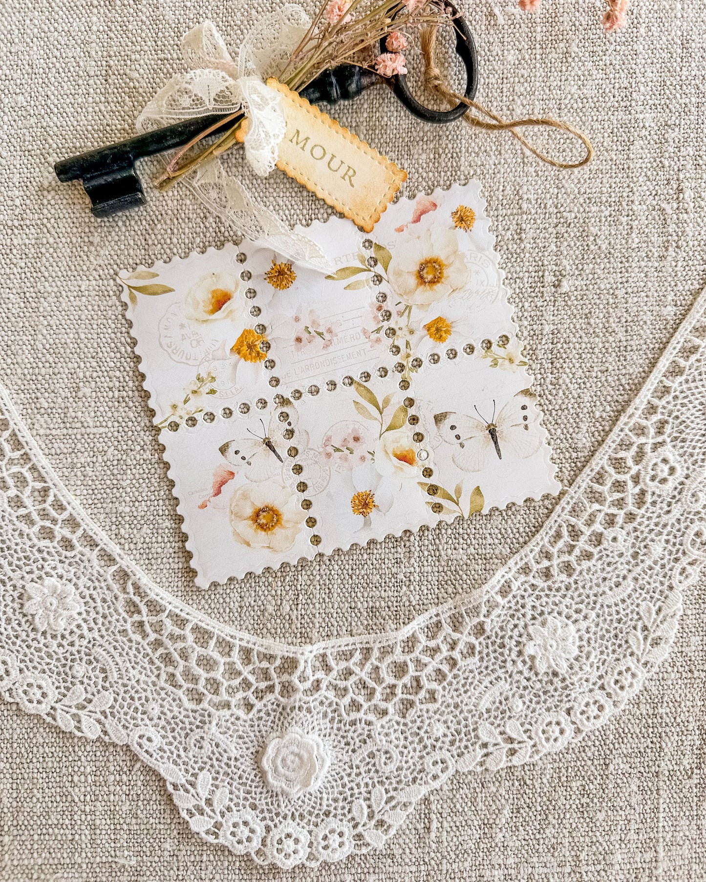 Stickervel | postzegel bloemen
