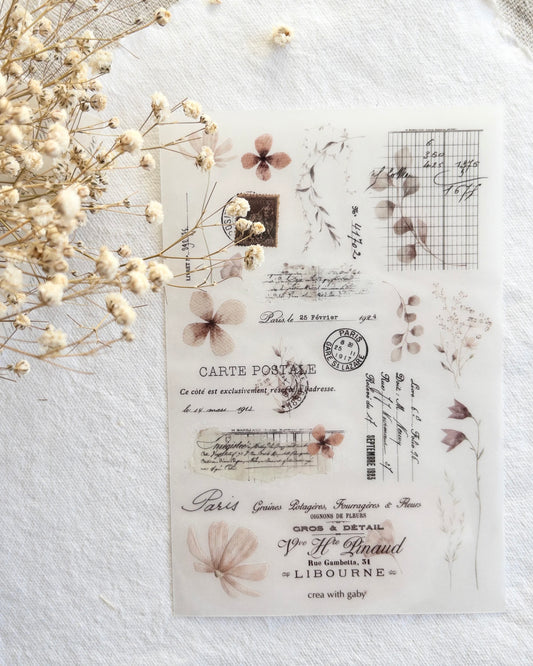 Stickervel | rub-on | memories flowers  Paris