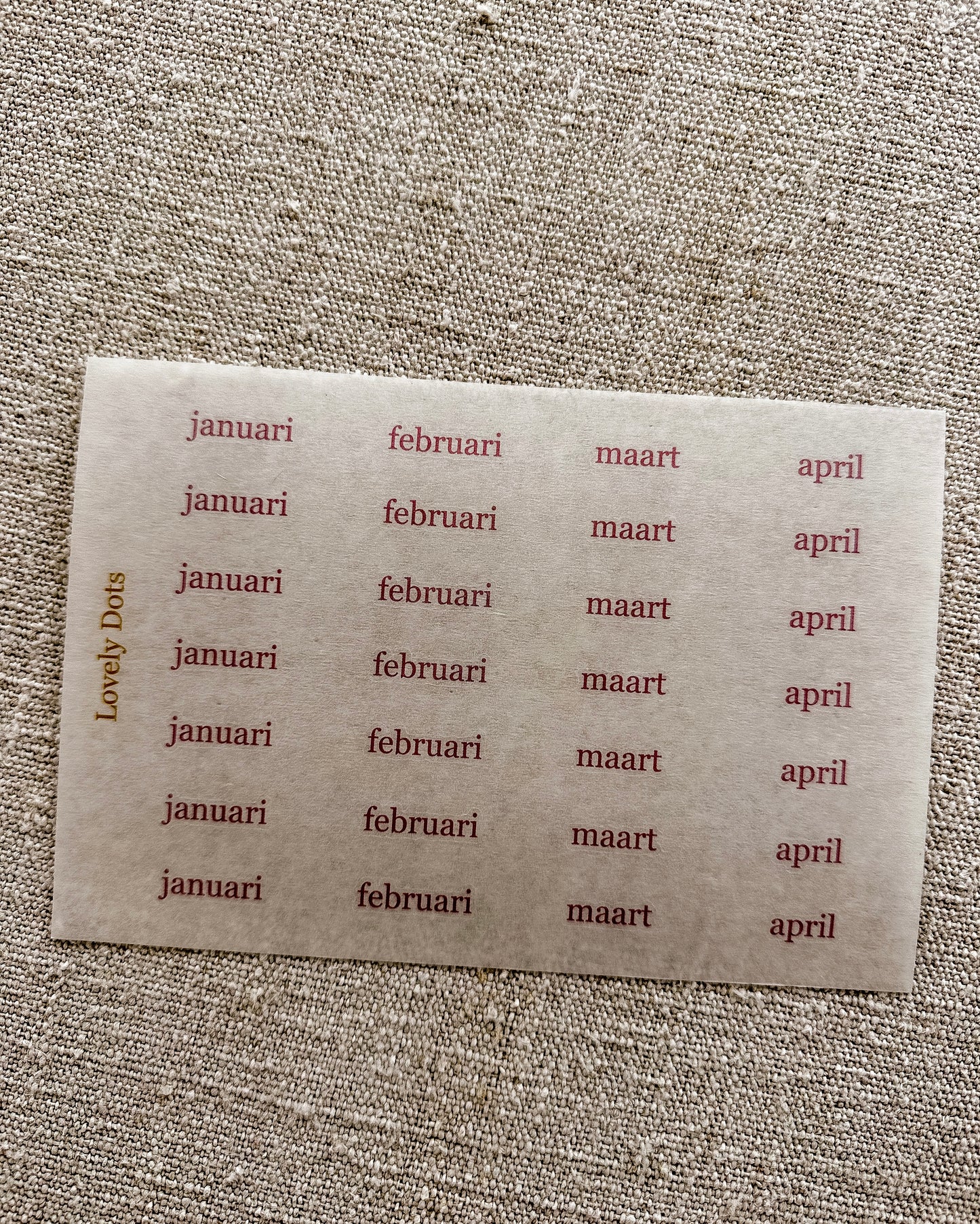 Stickervel | roze | elegant | dagen/maanden/cijfers