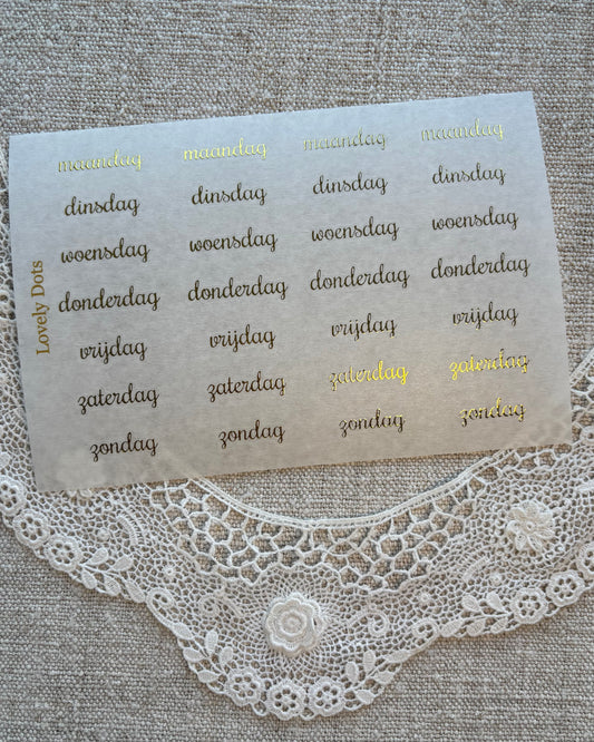 Stickervel | goud | sierlijk | dagen/maanden/cijfers