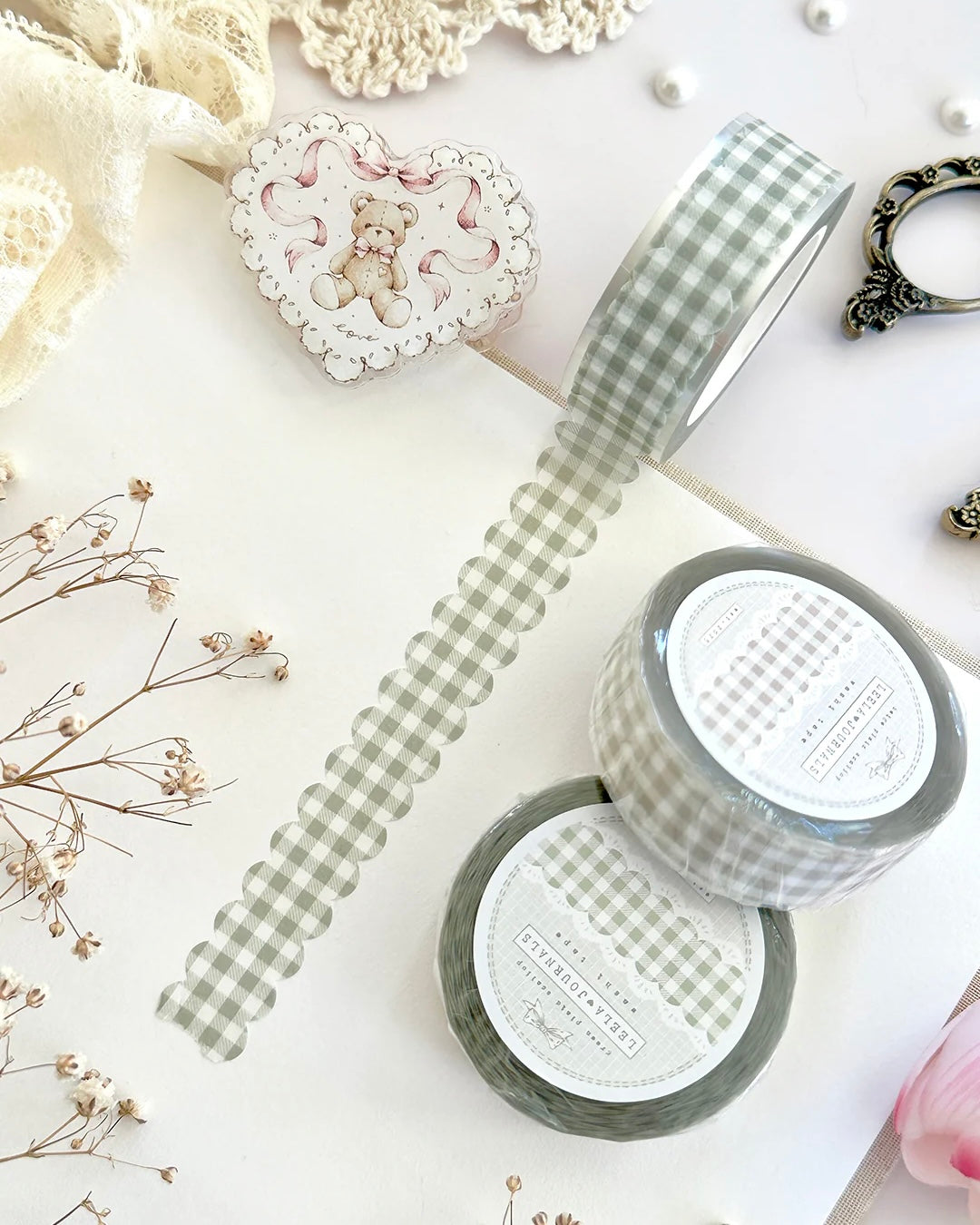 Washitape | scalloped plaid | green