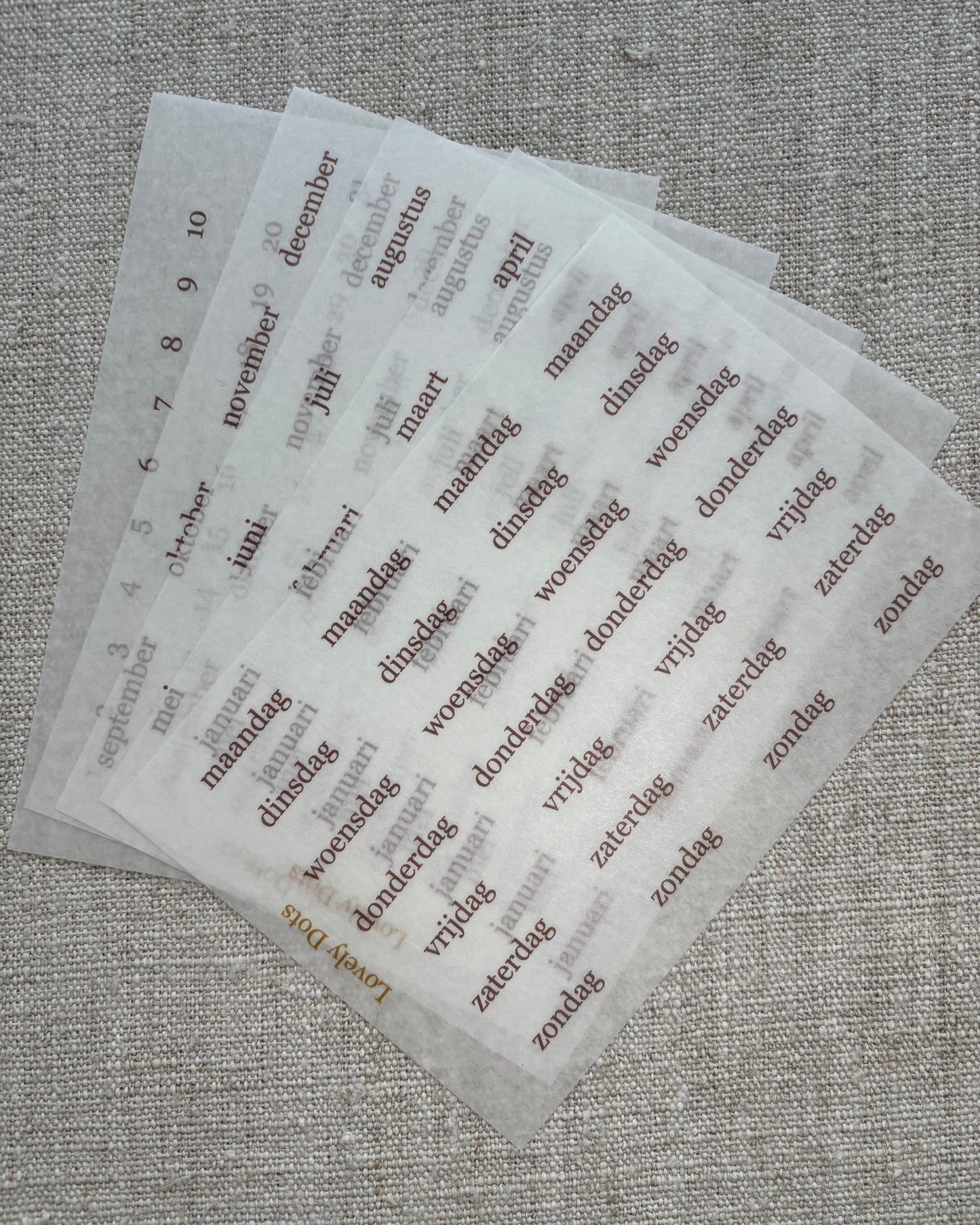 Stickervel | bruin | elegant | dagen/maanden/cijfers