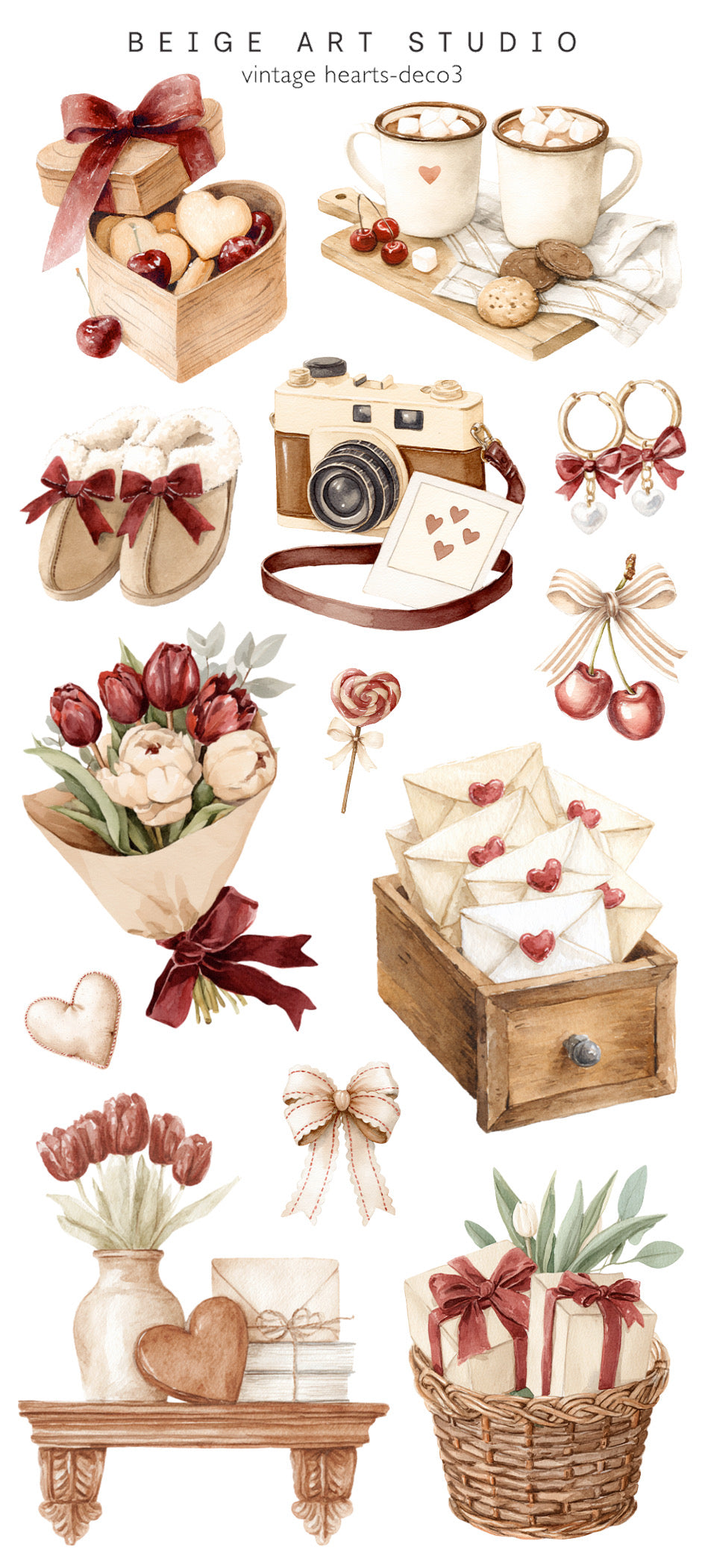 Stickervel set | vintage hearts