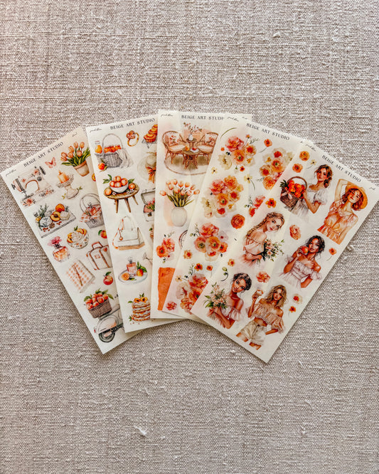 Stickervel set | peach bloom