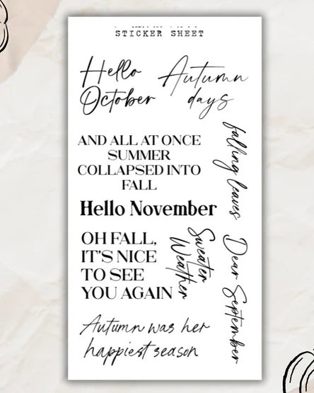 Stickervel | autumn script black
