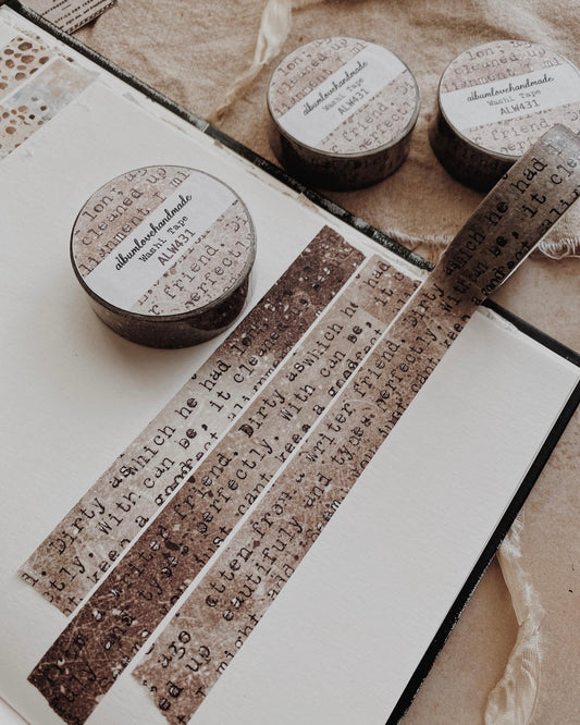 Washitape | bruine tekst