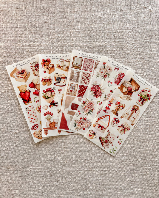 Stickervel set | vintage hearts
