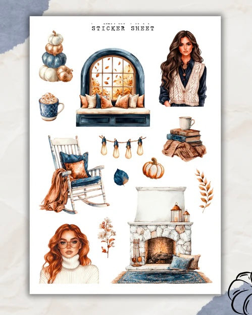 Stickervel | cozy warm blue 1