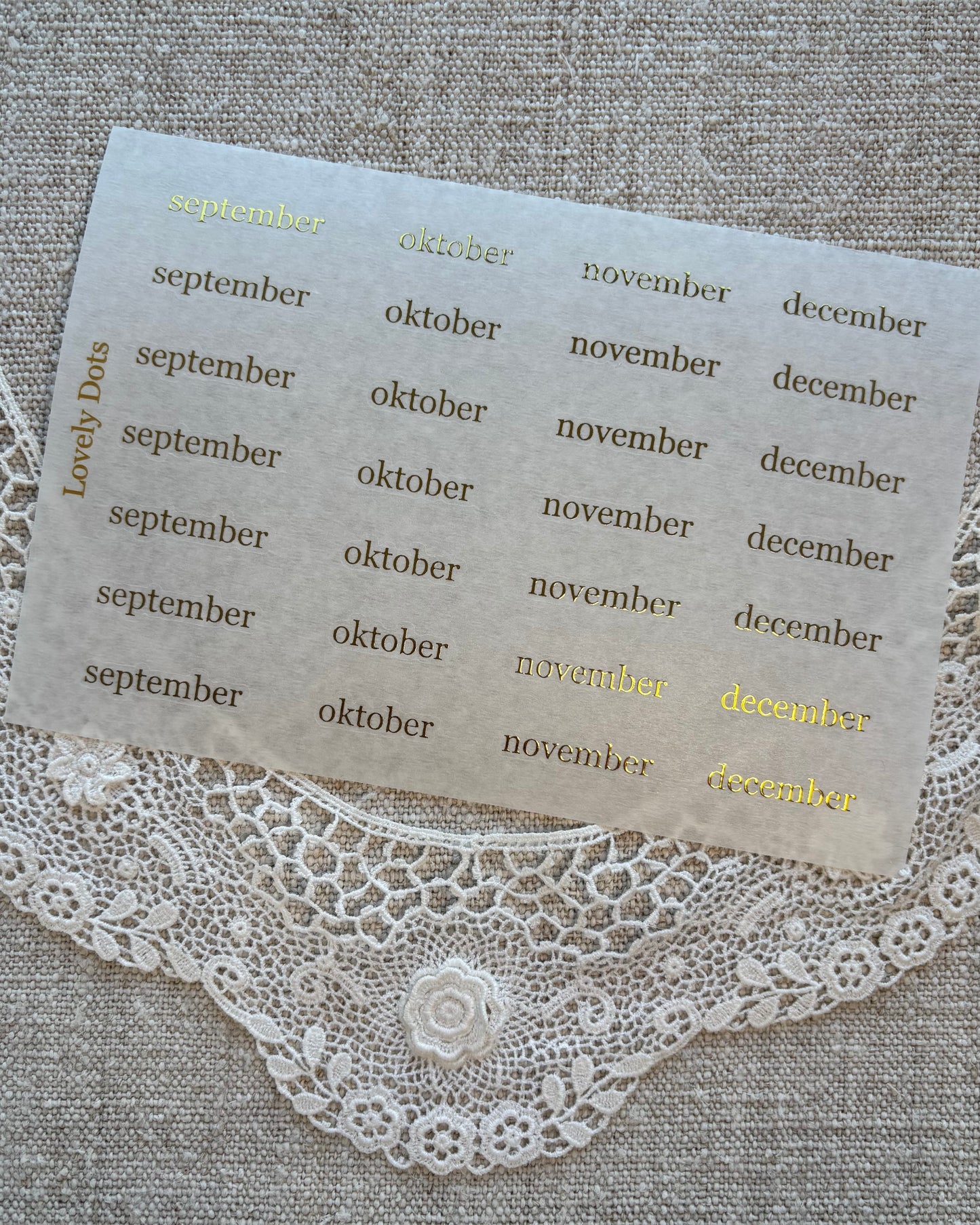 Stickervel | goud | elegant | dagen/maanden/cijfers