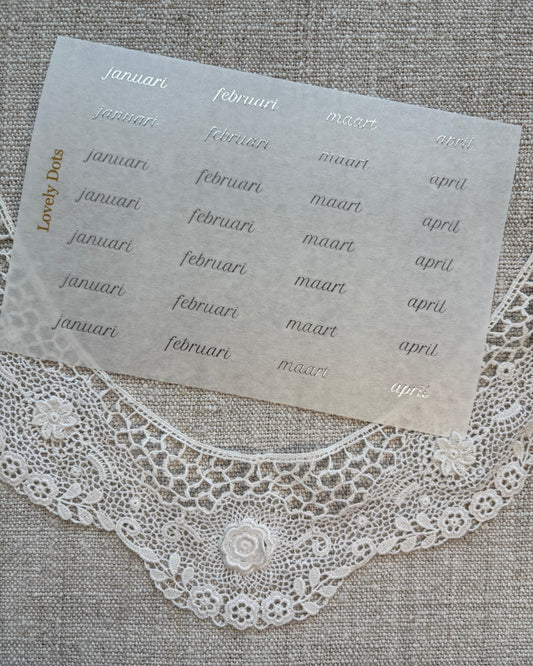 Stickervel | zilver | subtiel | dagen/maanden/cijfers