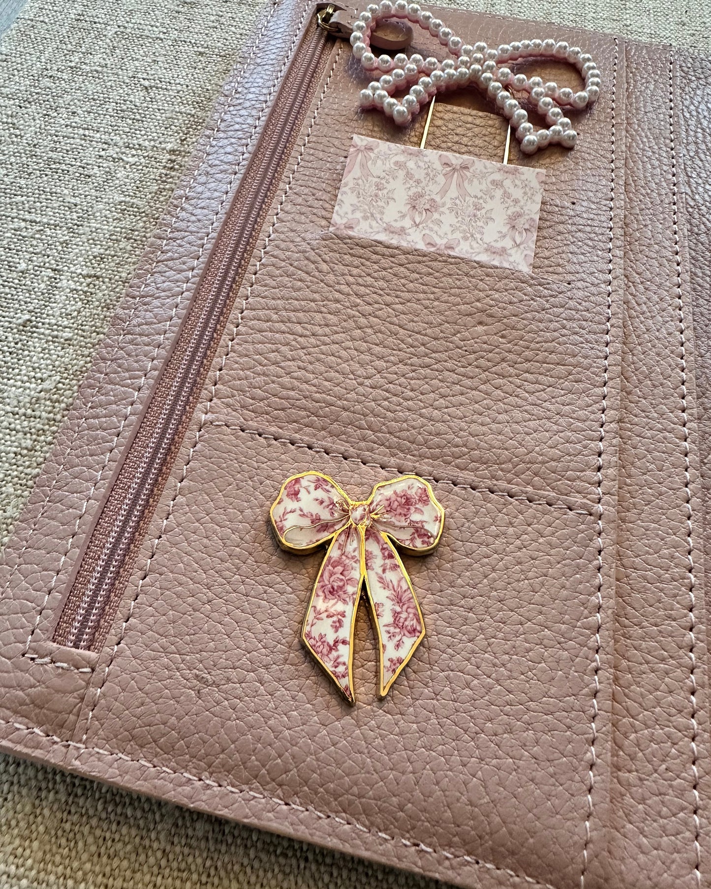 Magneet | strik roze bloemen