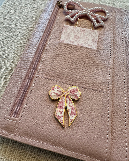 Magneet | strik roze bloemen