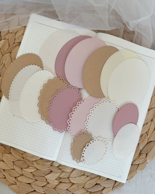 Papierset| ovaaltjes klein roze 17st.