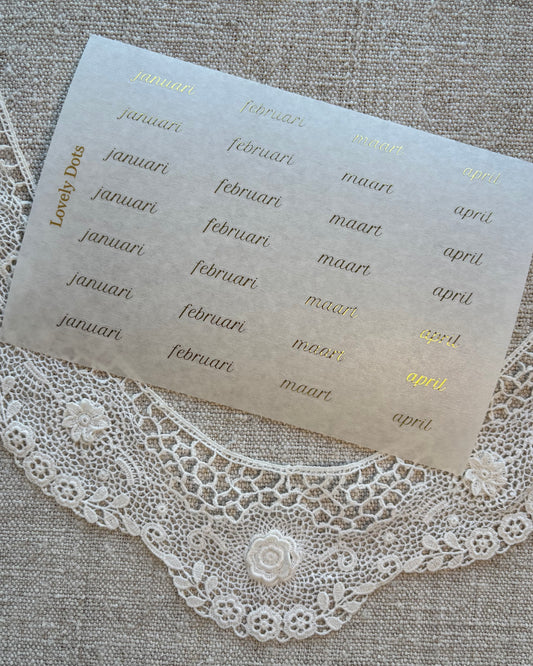 Stickervel | goud | subtiel | dagen/maanden/cijfers