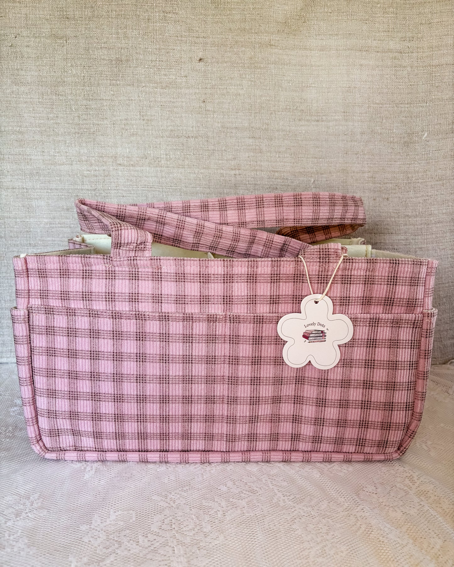 Hobbytas rib | roze ruit