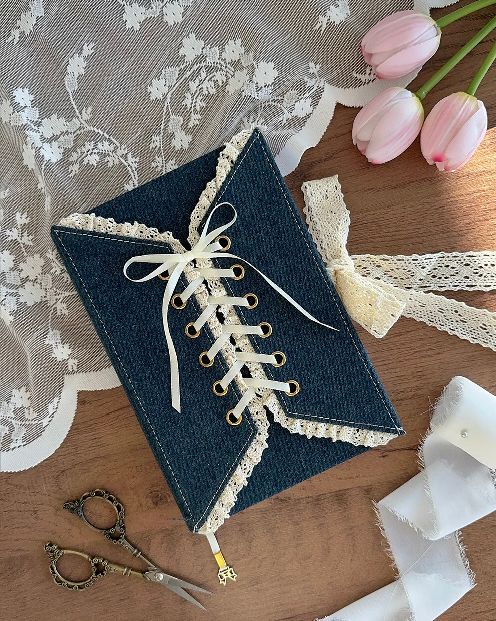Journal | midnight denim corset | A5 | dot