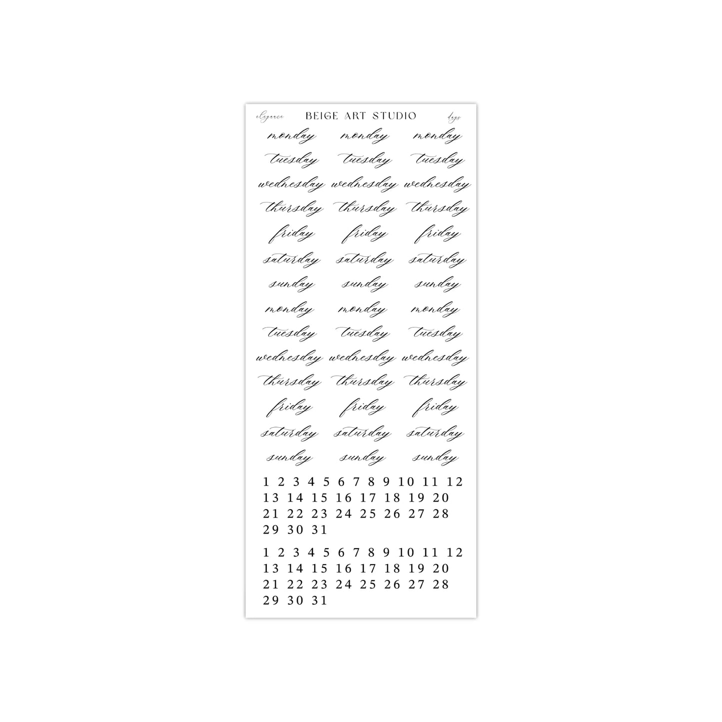 stickervel set | days / numbers