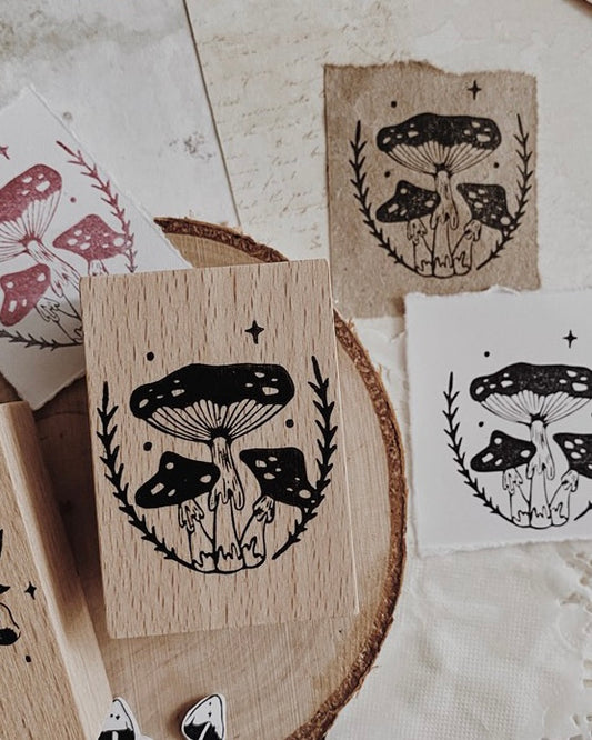 Houten stempel | paddenstoeltjes