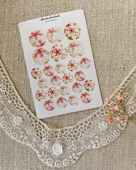 Stickervel | roze bloemen rondjes