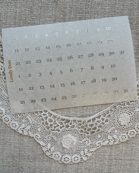 Stickervel | zilver | elegant | dagen/maanden/cijfers