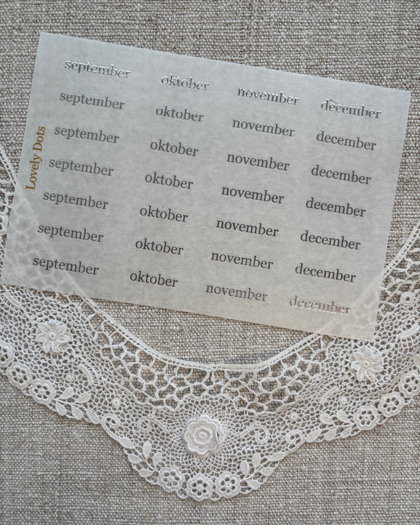 Stickervel | zilver | elegant | dagen/maanden/cijfers