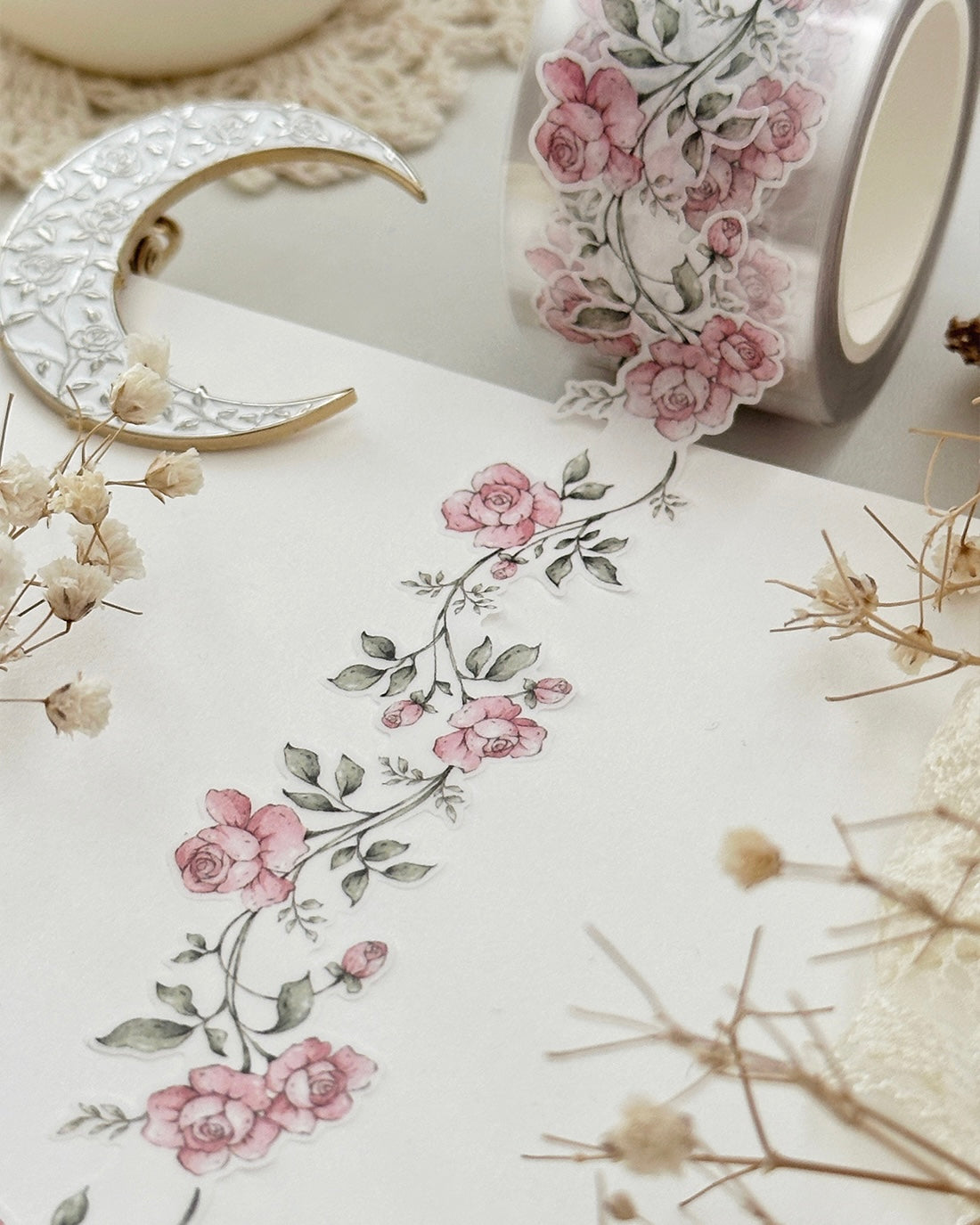 Washitape | rose vine | die cut | pink