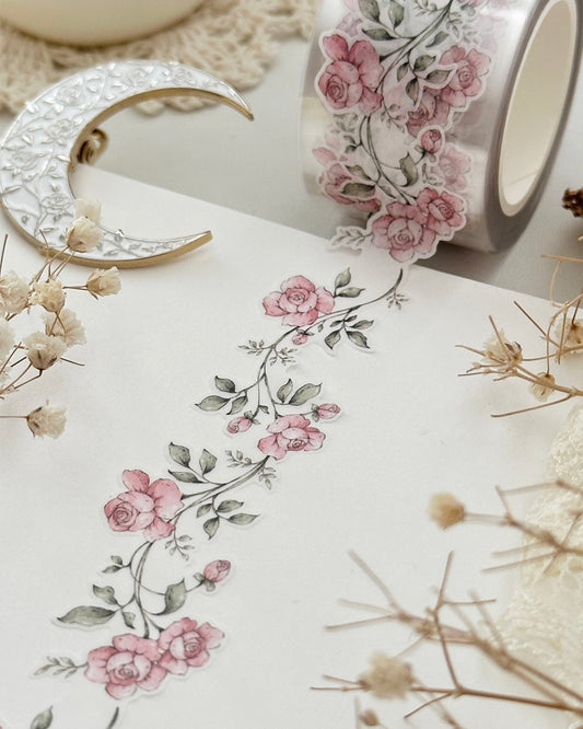 Washitape | rose vine | die cut | pink