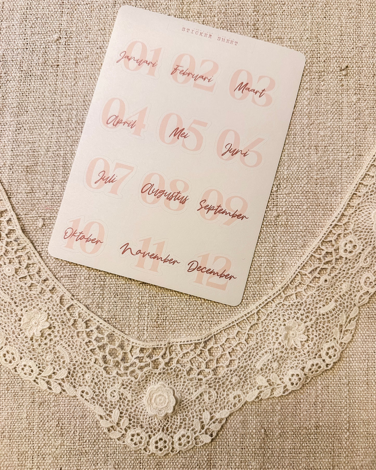 Stickervel | maanden | roze