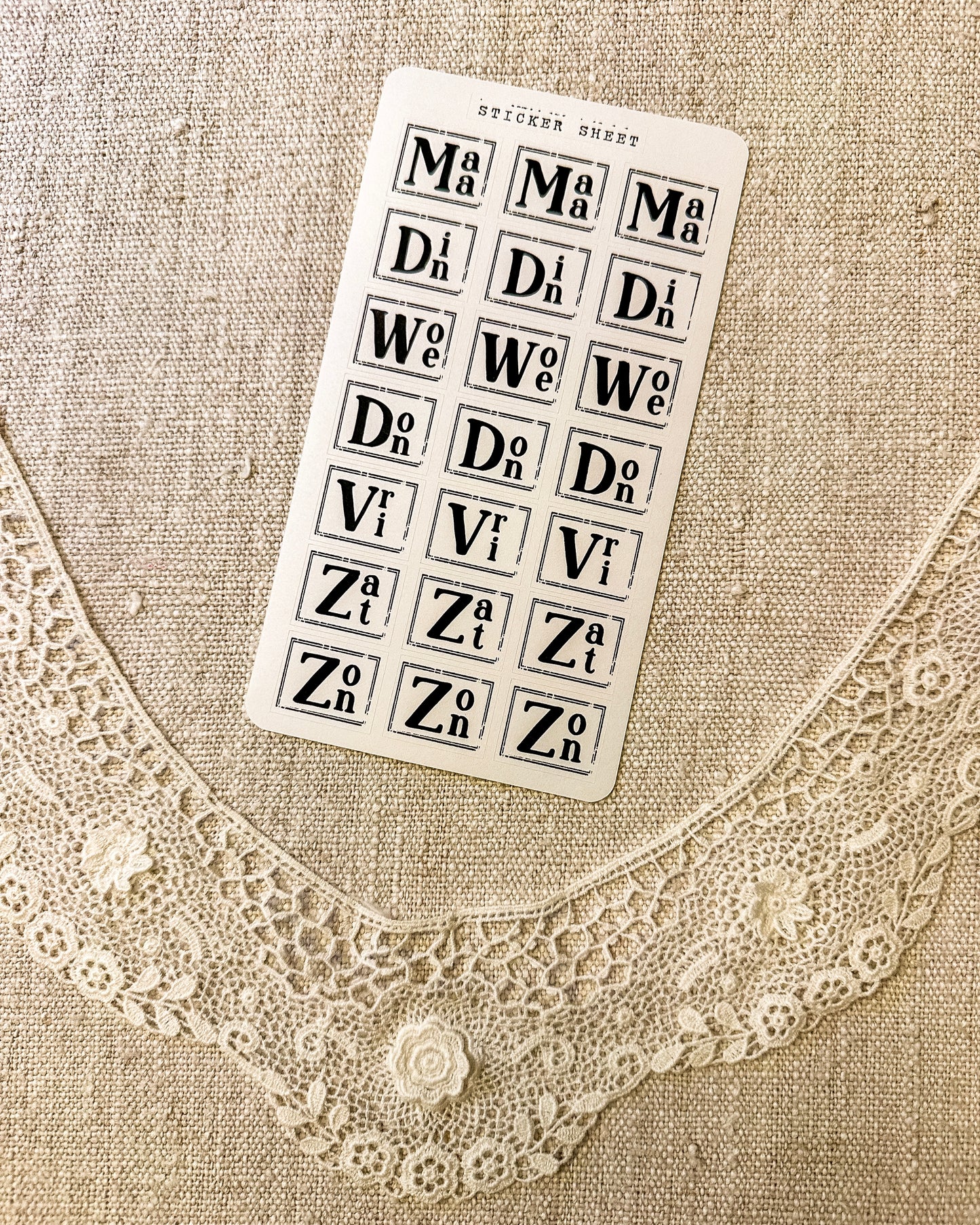 Stickervel | dagen van de week 2 | zwart