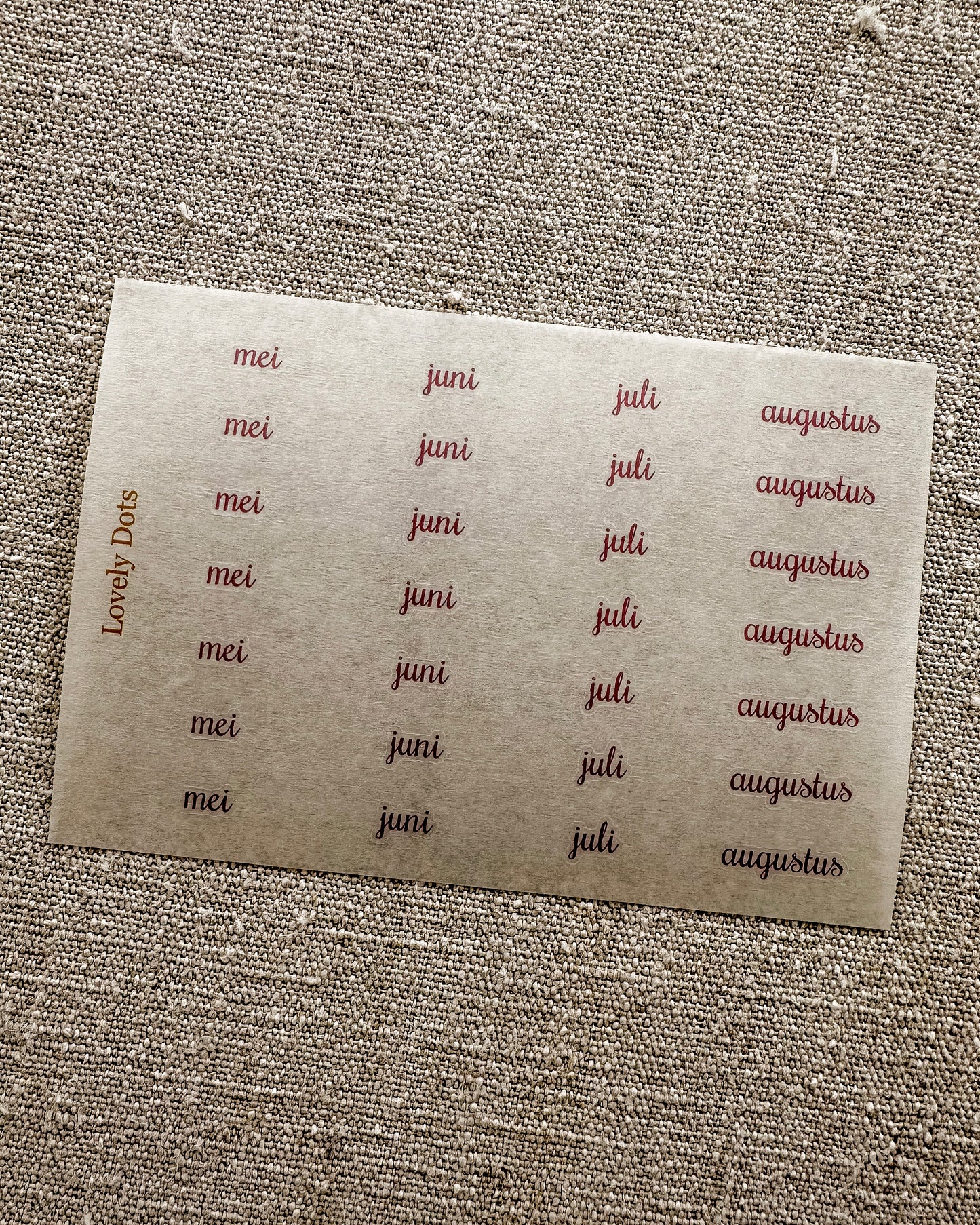 Stickervel | roze | sierlijk | dagen/maanden/cijfers
