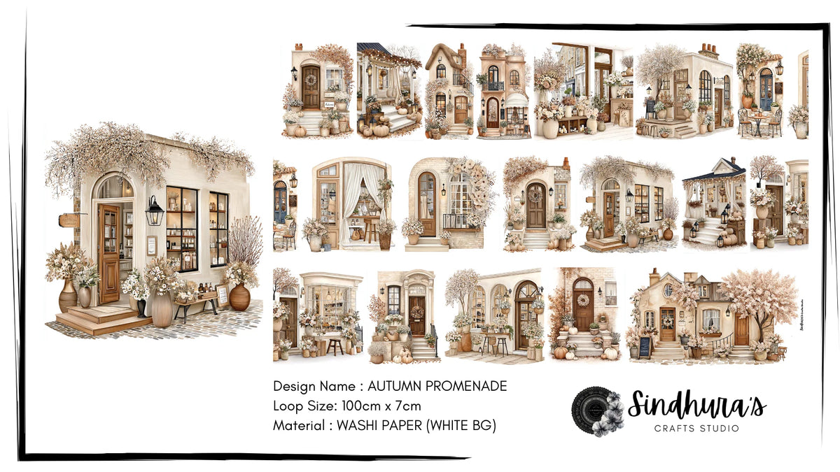 Washitape | Autumn Promenade | White Background Tape