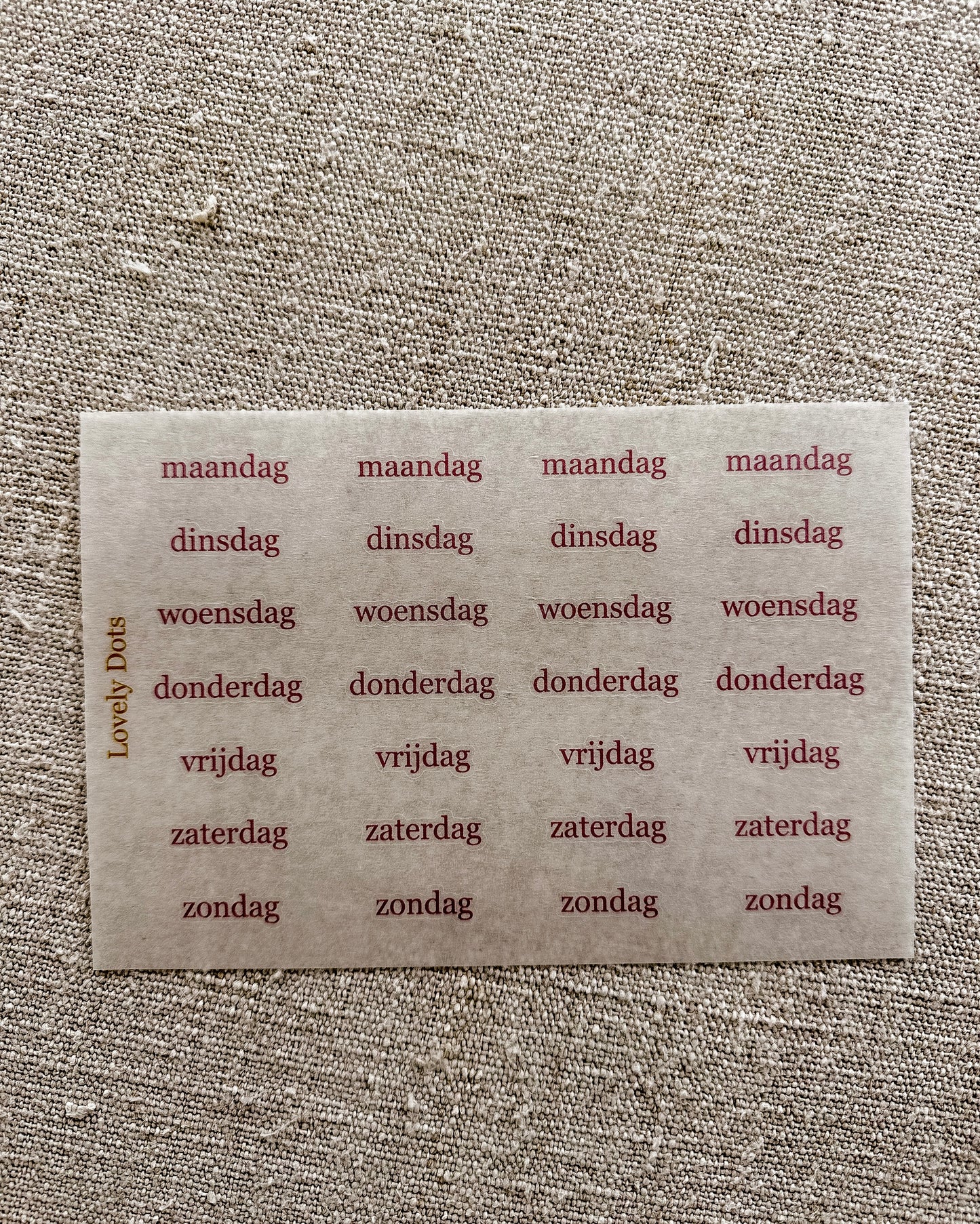 Stickervel | roze | elegant | dagen/maanden/cijfers