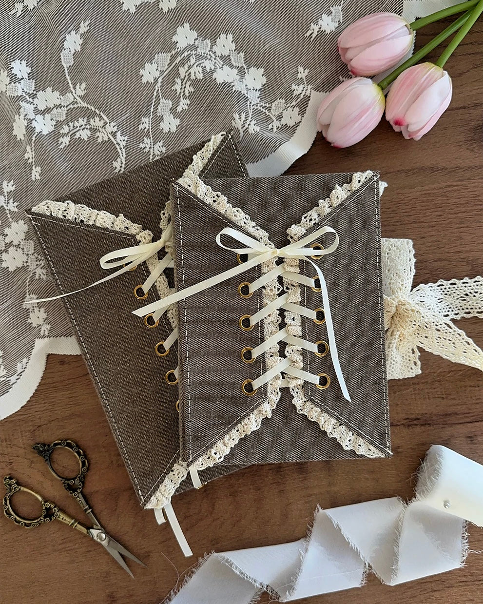 Journal |  hazelnut denim corset | A5 | dot