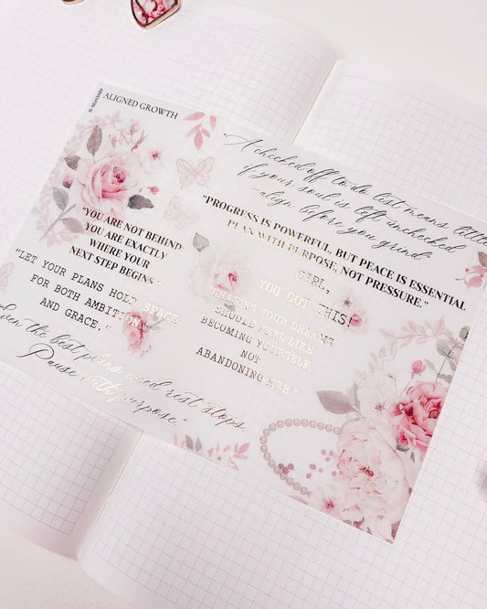 Stickervel | script | aligned growth | gold