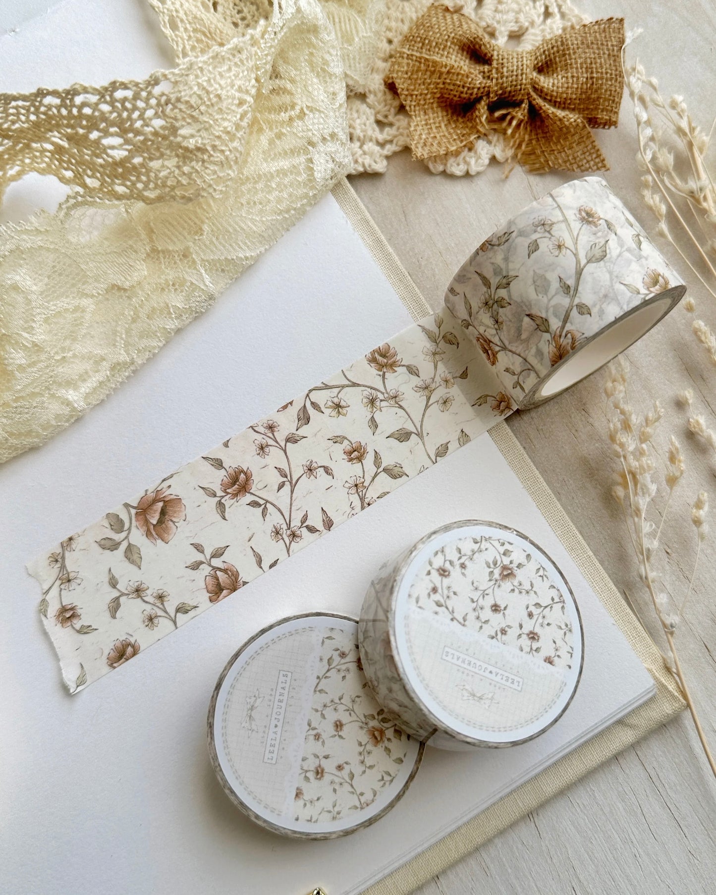 Washitape | Creamy red floral | 30mm