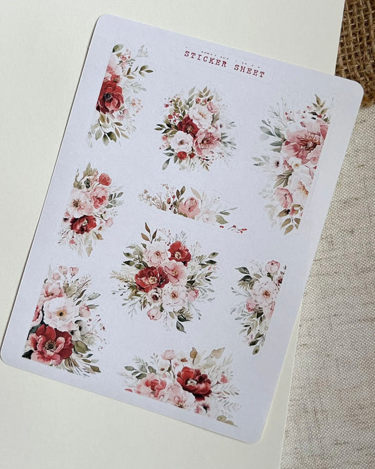 Stickervel | bloemenliefde rood