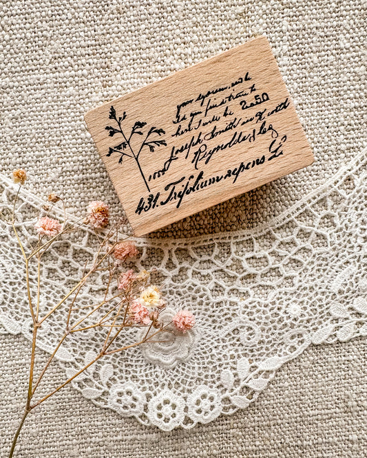 Houten stempel | tekst met bloem