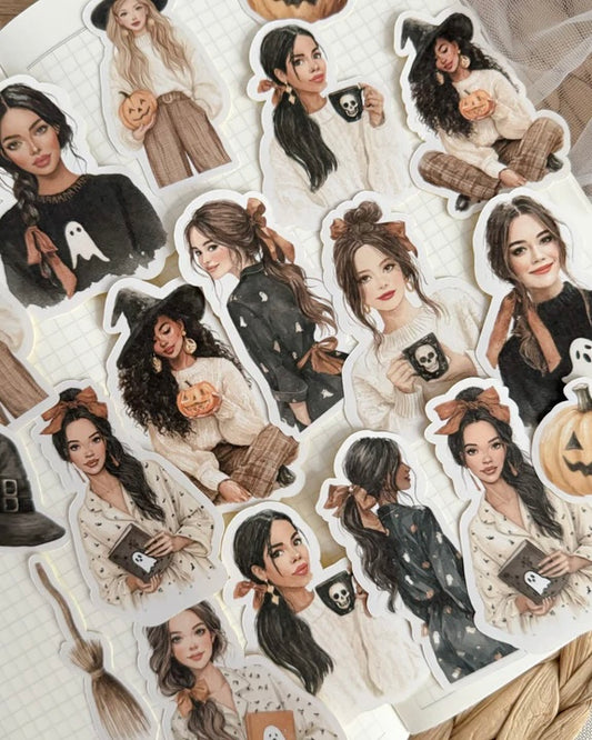 Sticker set| cozy halloween girls 20 st.